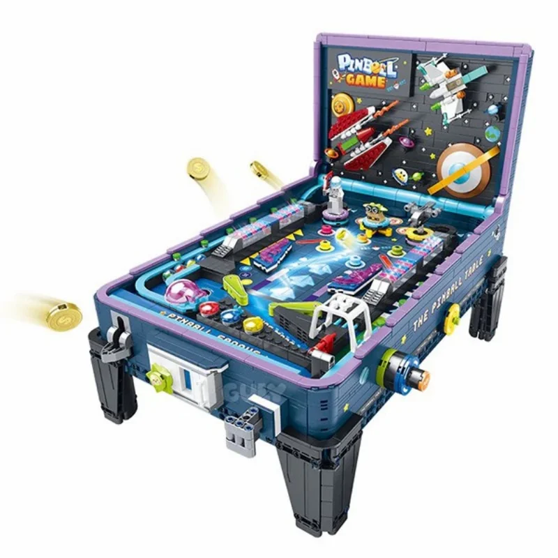 Pingball Spel Go met Motor LED Bouwstenen Klassieke Ruimteoorlog Flipperkast Tafel Bakstenen Modelbouwset Jongens Speelgoed Volwassenen Kindercadeau 2309 Stuks