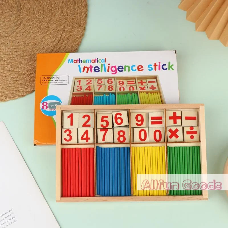 Conjunto de Bastões de Contagem de Madeira Coloridos, Blocos Numéricos para Adição e Subtração, Brinquedo Educativo Montessori para Crianças, Presente