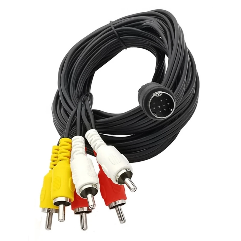 U55C High Performances Mini DIN 9Pin to 6RCA Sound Video Cable for Home Theater and Gaming Systems