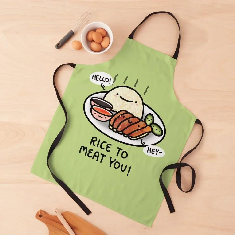 

Rice to Meat You Cartoon Pun Apron Cooking painters Apron