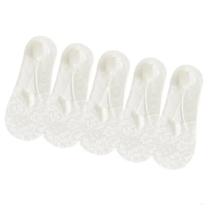 

L5YC No Show Socks Women for Flats Invisible Hiddens Socks Lace Low Cut Liner Socks with Antis Slip Strips Cotton Bottom Socks