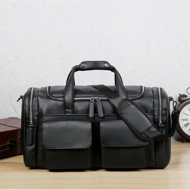 Retro Men Luggage Bag PU Leather Travel Bags Large Capacity Shoulder Messenger Bag Casual Business Laptop Duffel Handbag XA309C