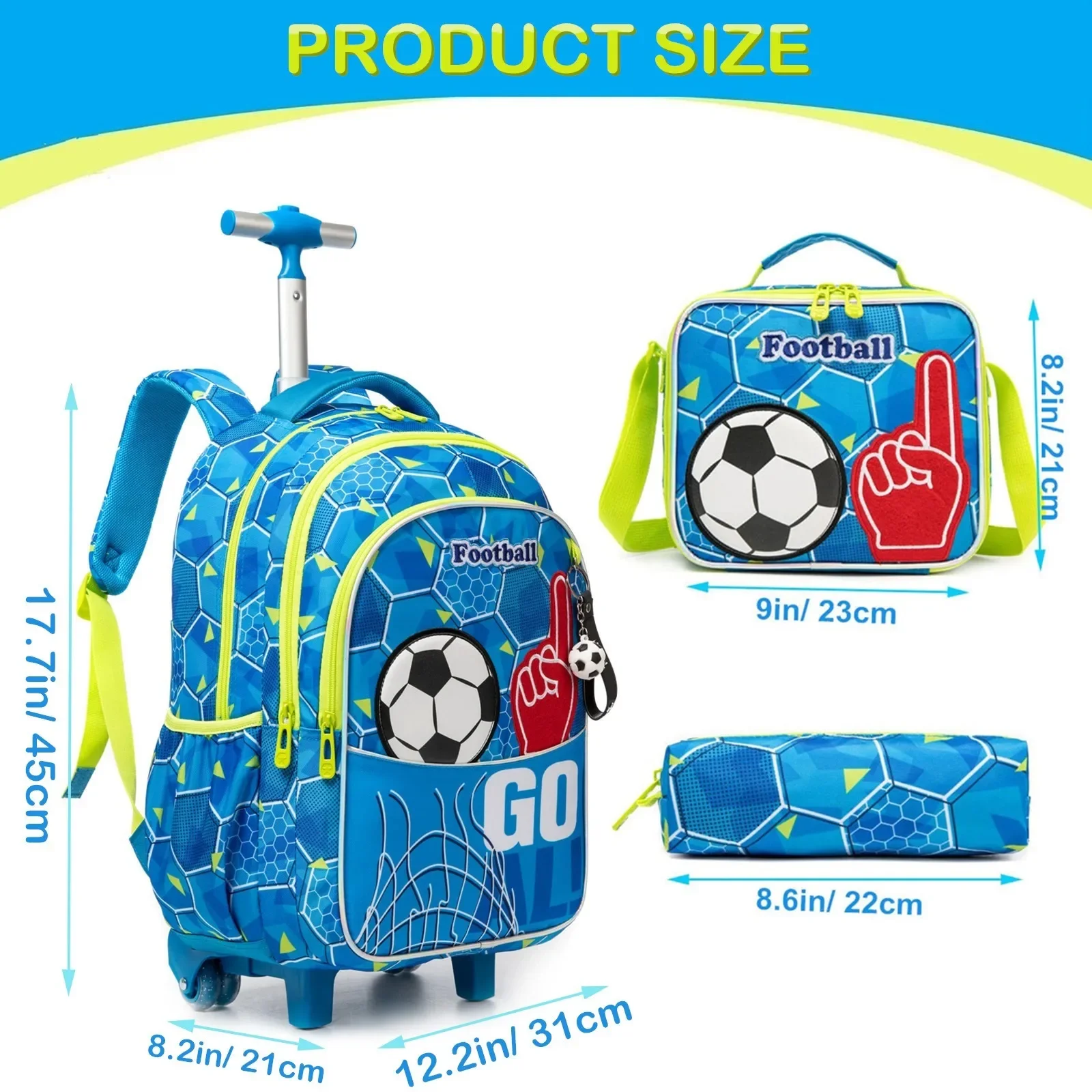 Rolling School Bags for Boys Girls Backpack Set Children School Backpacks with Wheels for Elementary Student Trolley Luggage Bag