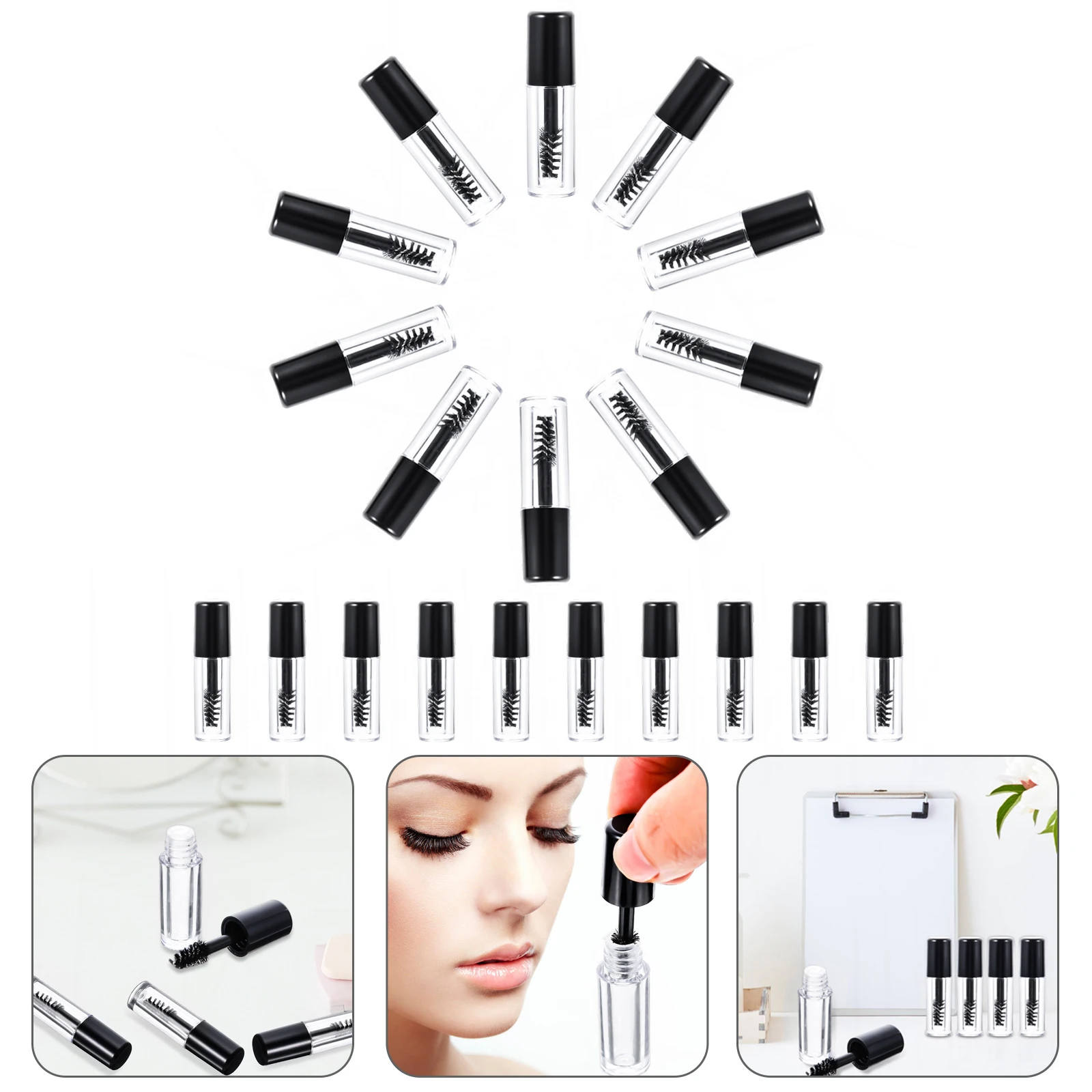 

20pcs Empty Mascara Tubes Clear Refillable Containers Portable Travel Size Lash Cream Bottle Mini Storage Anti Leak Design