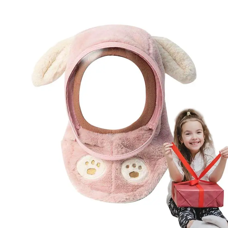 Kids Ski Masque Cute Skiing Masque With Bunny Ears Windproof Hooded Scarf Thickened Neck Warmer For Outdoor Activities