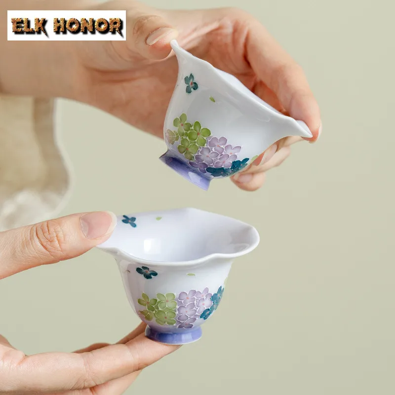 

2pc/lot Pure Hand-painted Purple Misty Butterfly Teacup Tea Bowl Sample Tea Cup Tea-tasting Mug Meditation Cup Master Cups 45ml