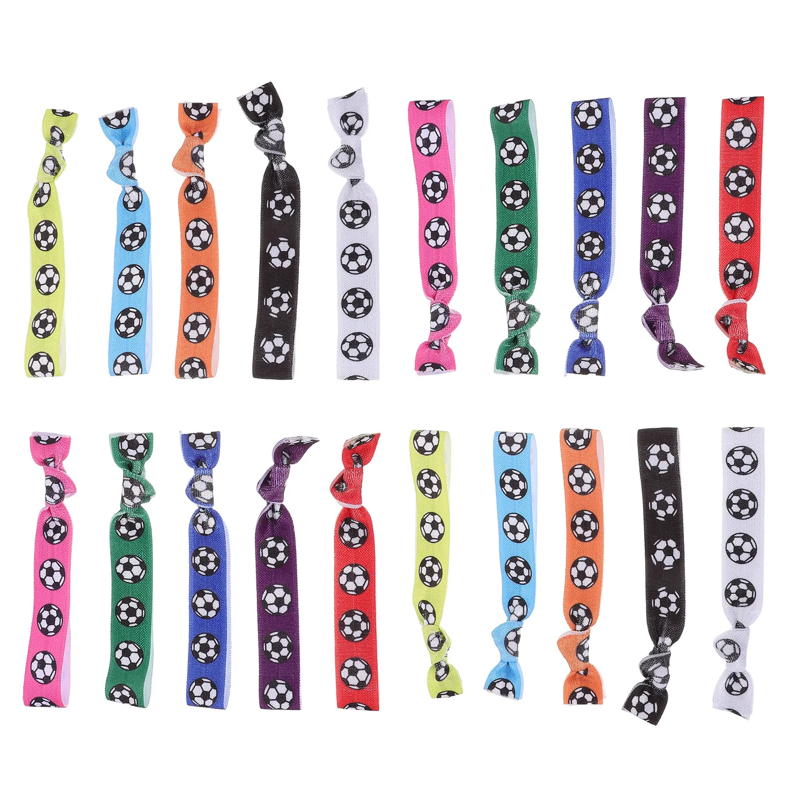 30pcs Colorful Football Play Wristband Elastic Soccer Armband Silicone Soccer Bracelets Sports Hair Tie Team Spirit Party Favor