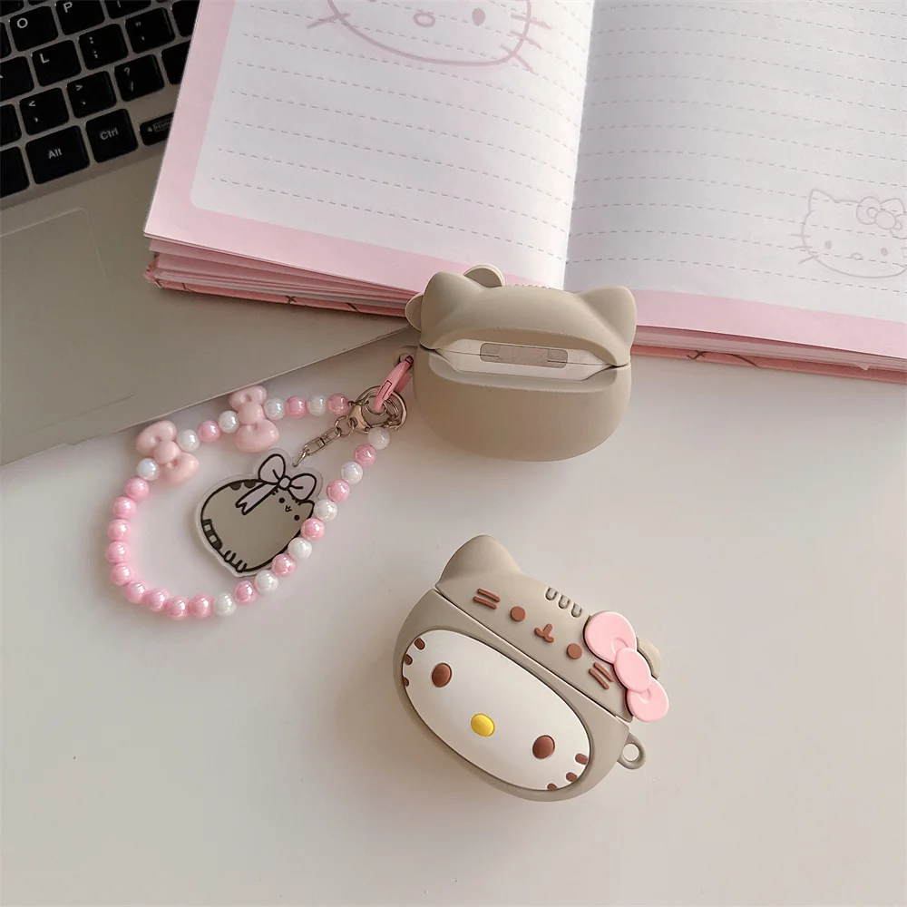 3D Sanrio Hellokitty Headphone Case Silicone Protective Cover for Apple Airpods Pro 2 Pro 3 Airpods 4 3 2 Case with Pendant