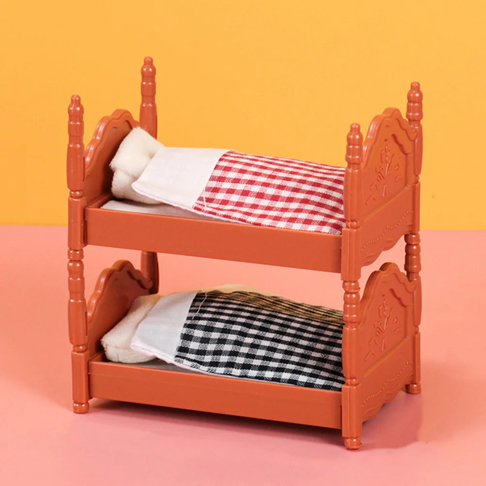 2 Sets Mini Bunk Bed Model Miniature Furniture House Props Baby Decoration