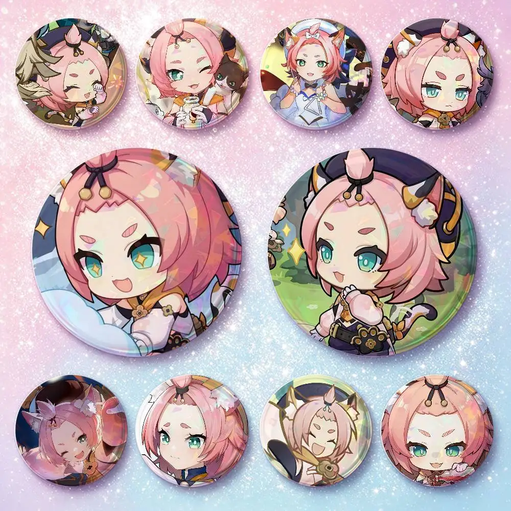 Diona Genshin Impact Badges Button Round Creative Pin Brooch Badge Bag Decor Accessories Fans Collect Friends Gifts