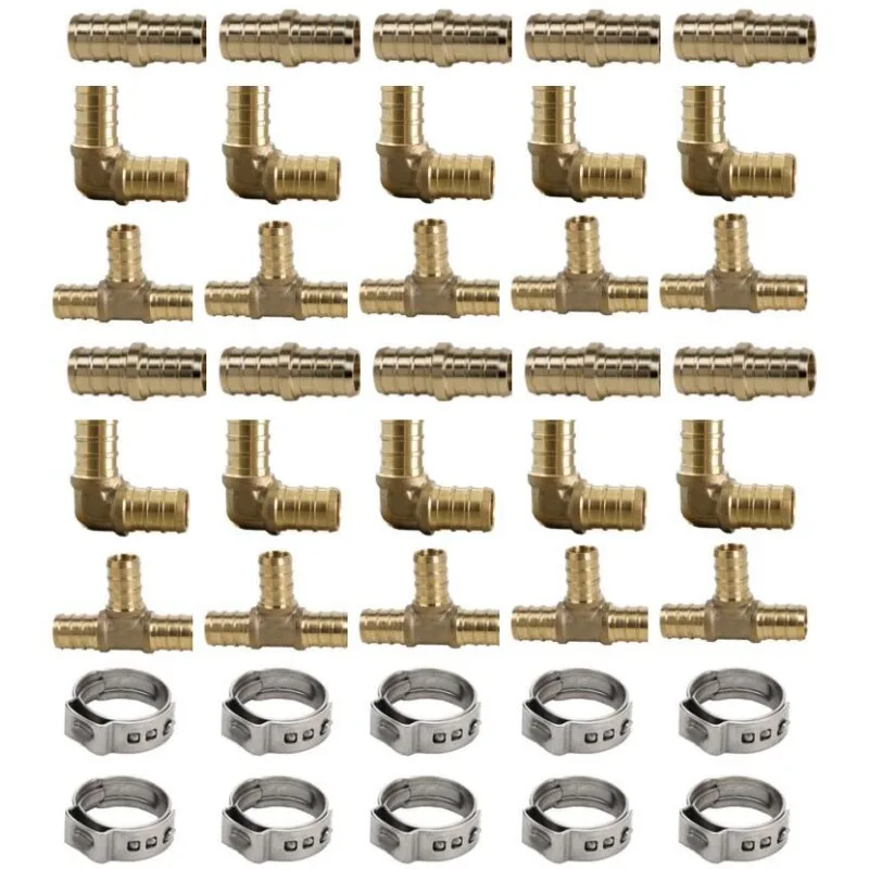 1/2 Pex Fitting Coupler Elbow Tee Lead Free Brass pack of 40