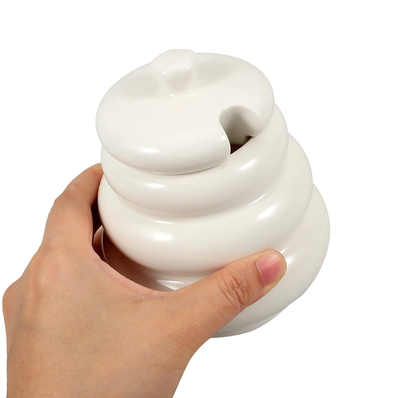 

1 Set Ceramic Jar With Lid Dispenser Desktop Storage Pot For Syrup Jam Honey Container With Dipper Wood Spoon Set