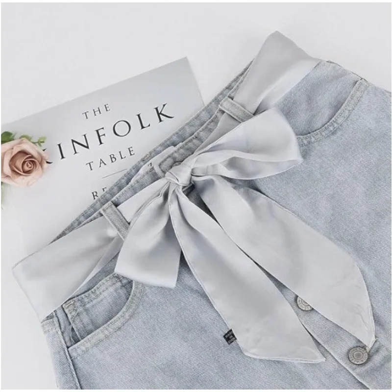 Long Thin Skinny Scarf Satin Neckerchief Ribbon Tie Waist Belt for Women 200*5CM Sash Belt Dress Sash Waist Bridal Wedding Belt view 2