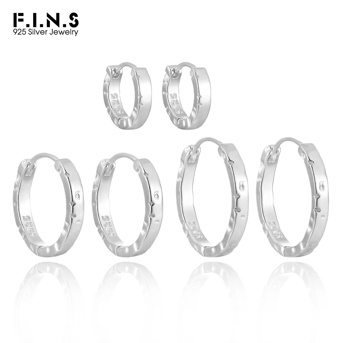 

F.I.N.S матовая текстура, нерегулярные серьги-кольца из стерлингового серебра S925, геометрические круглые штабелируемые серьги-кольца для пирсинга, ювелирные изделия