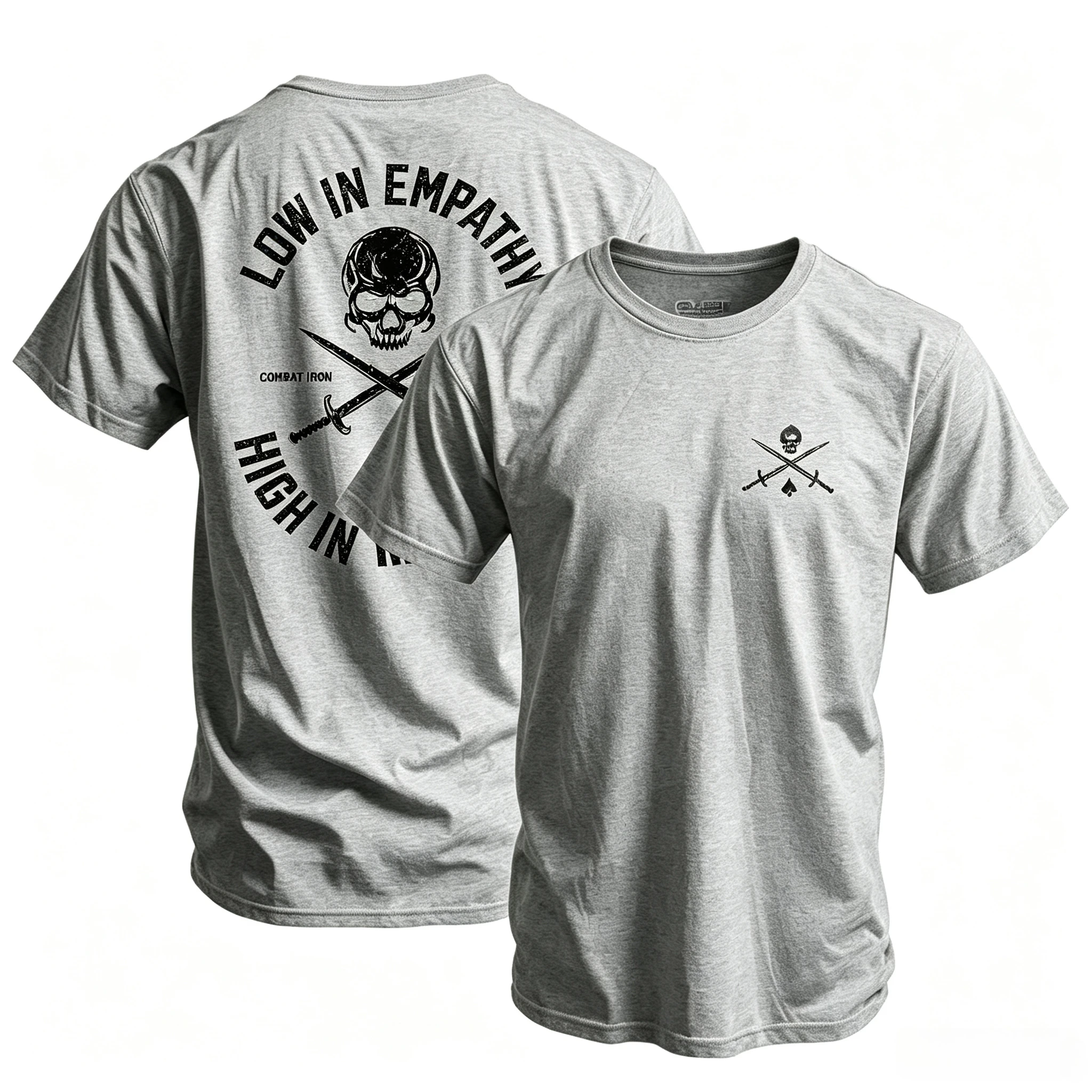 Men's Back Print Tactical Skull T-Shirt Vintage Military Style Crew Neck Short Sleeve Casual Outdoor Cotton Graphic Tee
