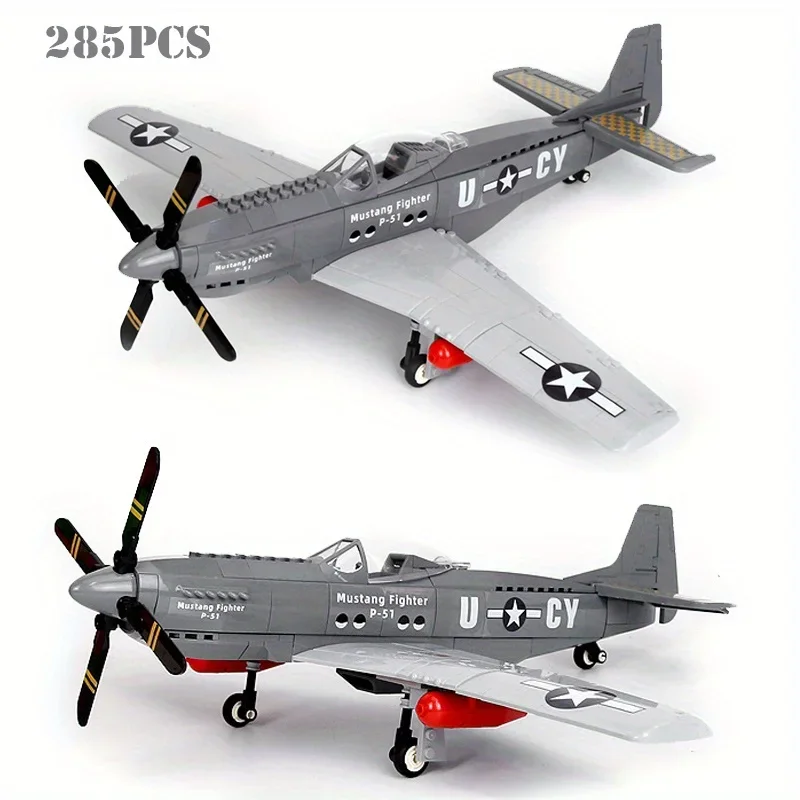 

Military P-51 Mustang Fighter building blocks, Army Children's Educational building blocks, birthday toys, Christmas gifts