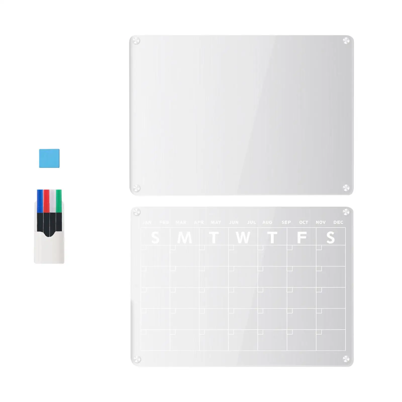 

2x Acrylic Magnetic Dry Erase Board Calendar with Accs for Special Events