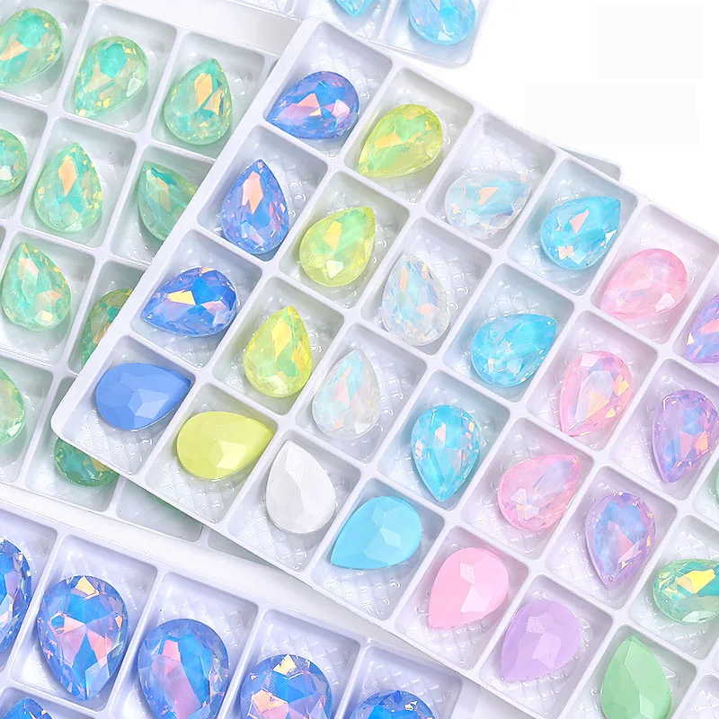 7x10/10x14/13x18mm Teardrop Mocha opal pointback rhinestones Crystal Jewelry Accessories for Crafting And Design
