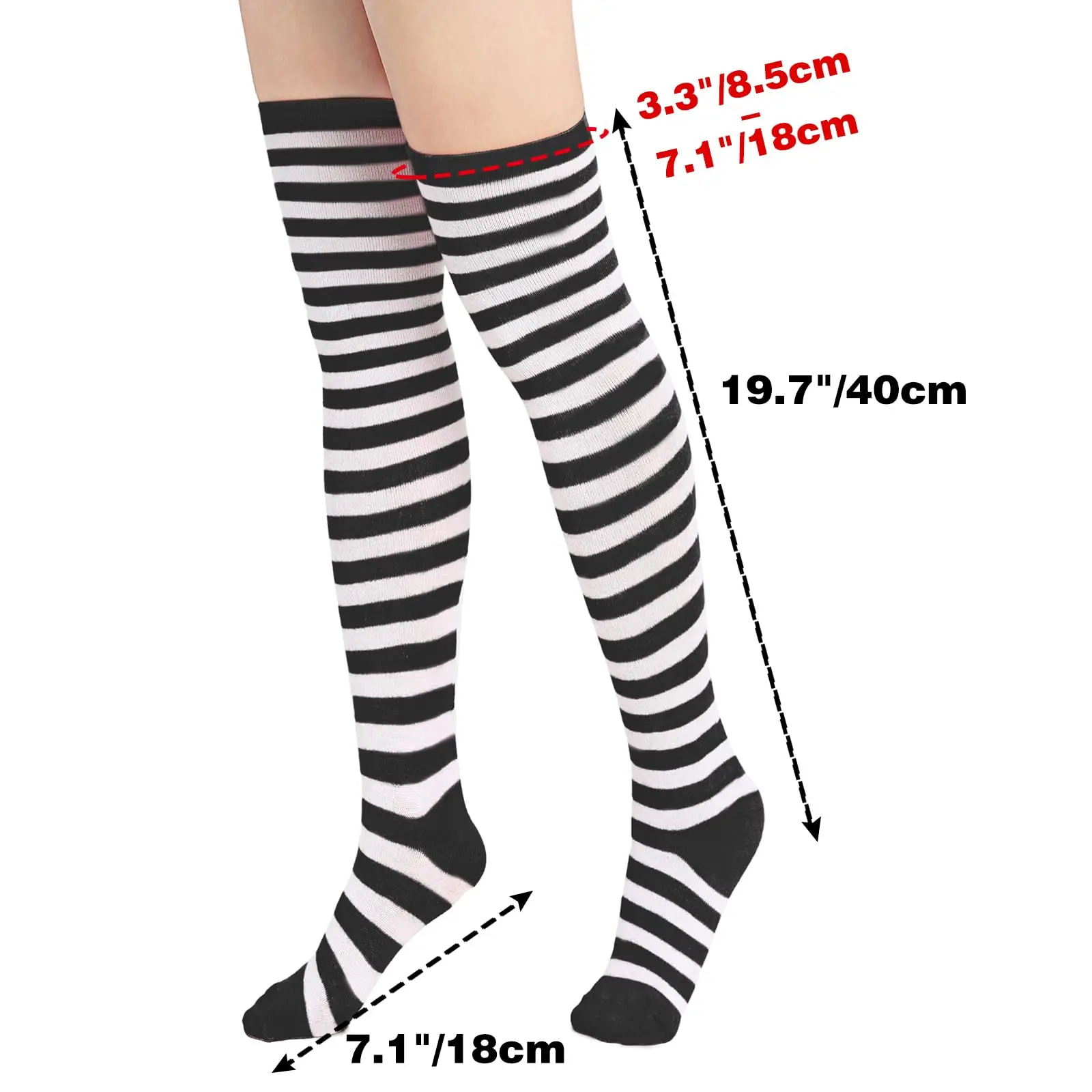 Halloween Long Striped Knee High Stocking Anime Witch Socks Women Party Costume Prop Xmas Dress Up Accessories Daily Wear Thin