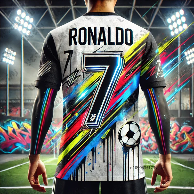

2025 Summer New CHATGPT Designed Special Edition Graffiti Sports Short Sleeve Ronaldo No.7 Soccer Jersey Quick-Dry Unisex Tops