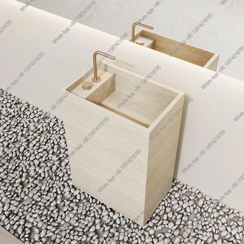 

J Green Floor-Standing Vanity, Narrow-Rim Deep Basin Cabinet, Luxury Stone Bathroom Sink, Stain Resistant & Durable, Customizabl