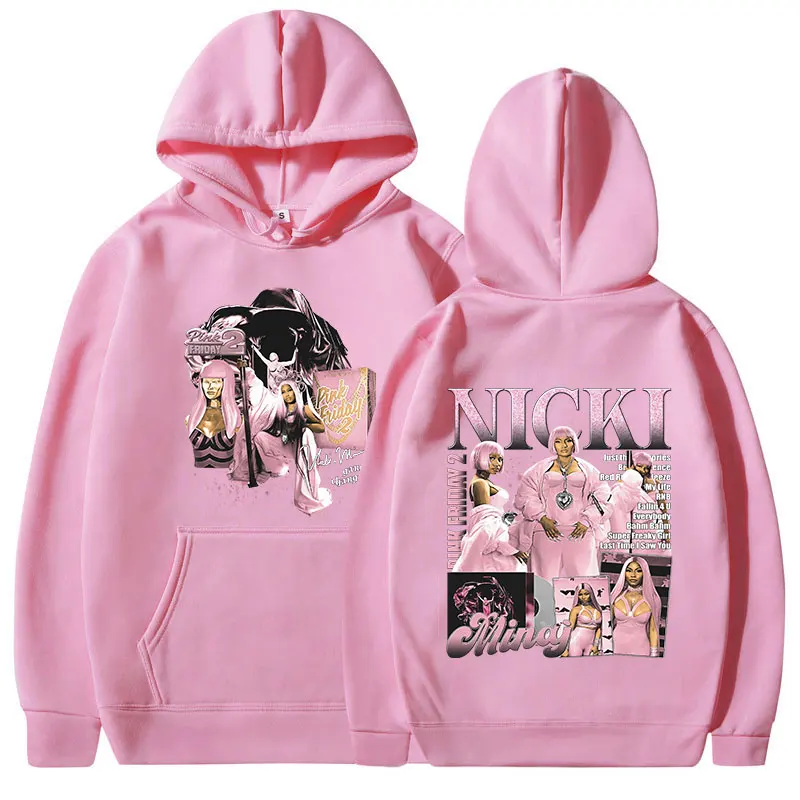 Rapper Nicki Minaj Pink Friday 2 Hoodie grafis pakaian Pria Wanita mode Hoodie Hip Hop Vintage Harajuku Sweatshirt ukuran besar