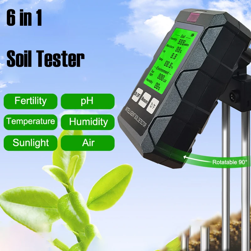 Analysis of Garden Planting Land 6-in-1 Soil Meter pH Tester Moisture Fertility Temperature Air Humidity Light Detector