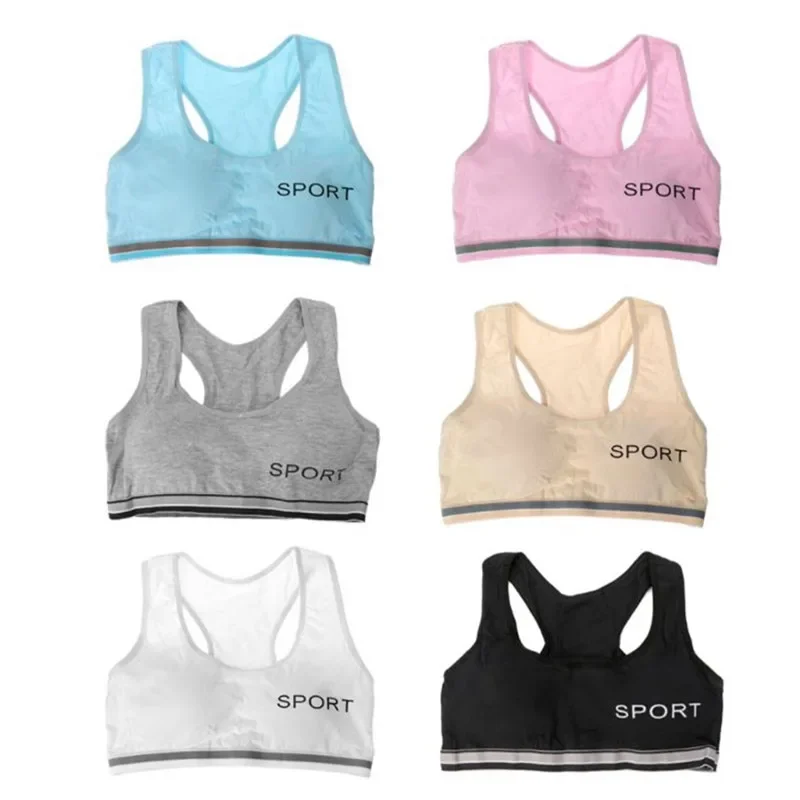 

6pc/lot Teenageer Girls Sports Bra Gym Cotton Underwear Training Vest Your Girls Bra Crop Top 8-14 Years