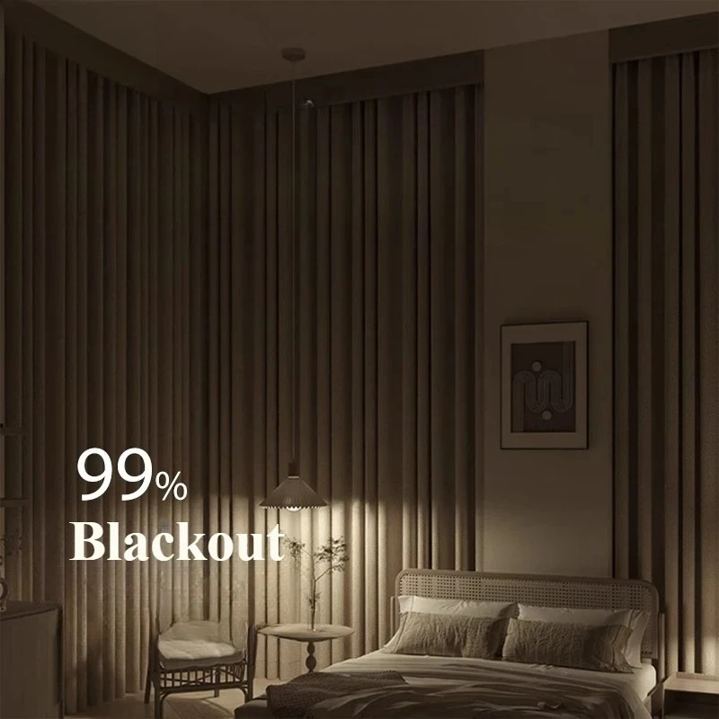 Full Blackout Cotton Linen Cream Color Heat Insulation Curtains for Living Room Bedroom Dining Custom Size Decor Drapes