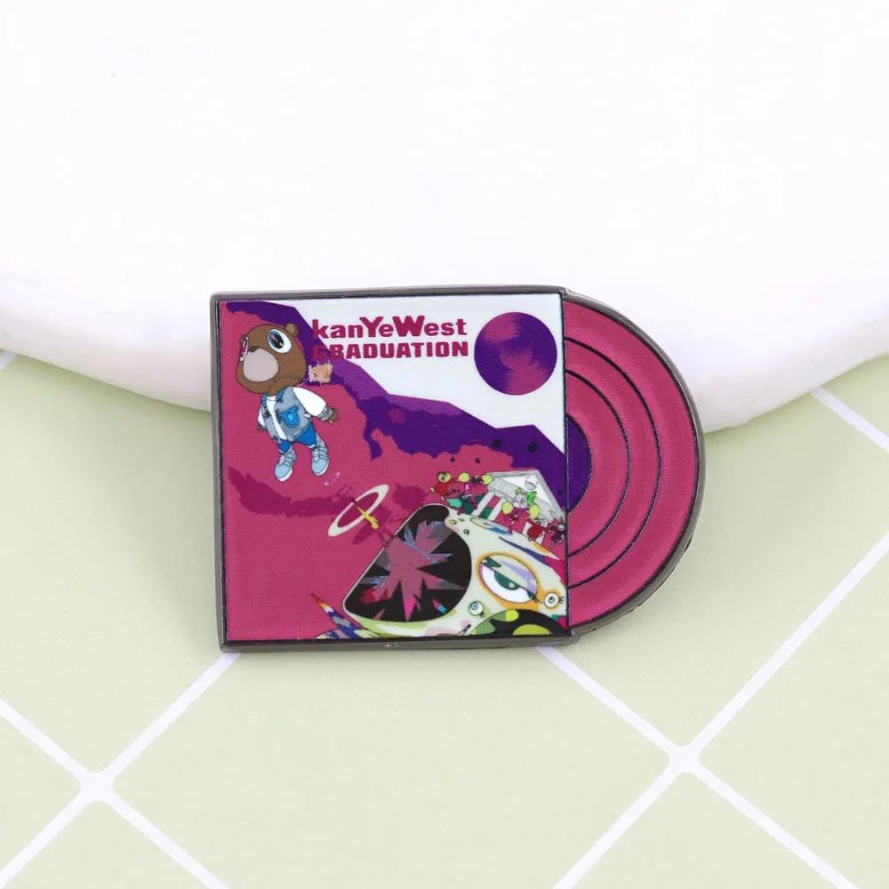 Rap Artist Album Brooch Black Vinyl Record Enamel Pin Hip Hop Culture Enthusiasts Collect Peripheral Metal Badge Fans Decoration