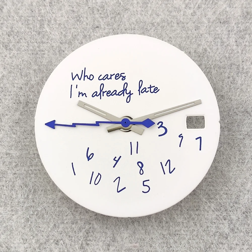 28.5mm NH35 Dial Who Cares im Already Late Watch Dial High Quality Dial With Hands NH35 Watch Accessories Fits NH35/36 Movement