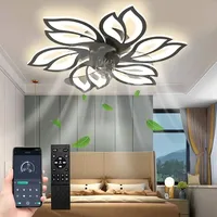 Moeden LED Fan Light Ceiling Fan with Dimmable and Remote Control 3 Color 6 Wind Speeds Flower Shape for Bedroom Kids Room White