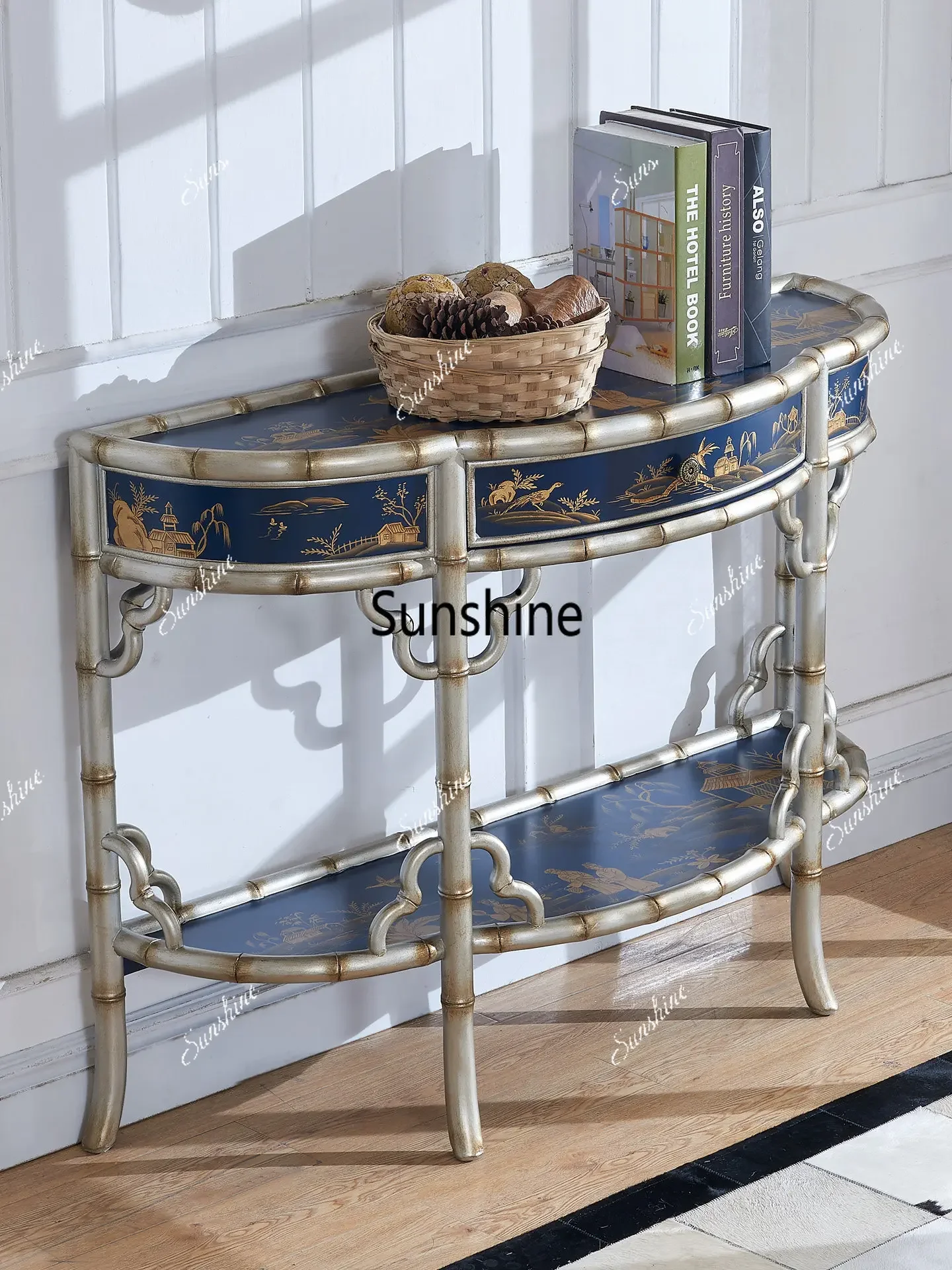 YFrench semicircular entrance platform, entrance to the foyer, painted sofa back few