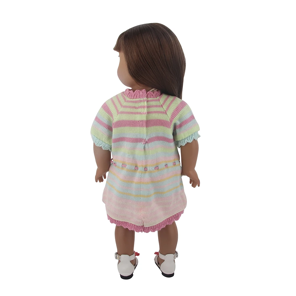 Cute Wool Doll Dress Coloreul Striped Skirt Clothing For 18 Inches American&43cm Baby New Born,OG Girl Dolls Toy Girls Gift