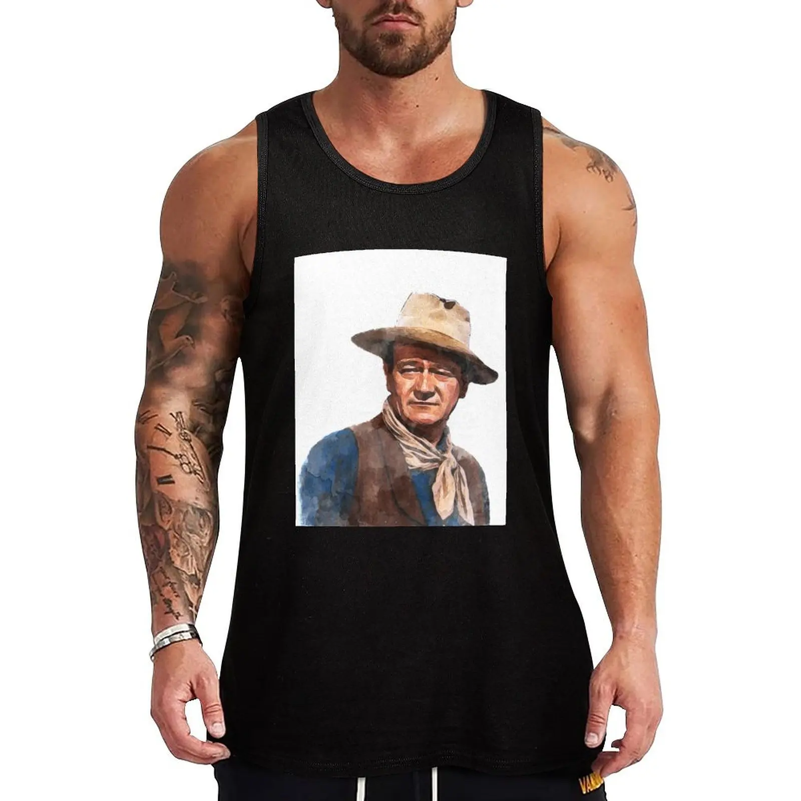 

John Wayne The Duke - акварельная майка, летняя одежда для мужчин, мужская футболка для фитнеса, спортивная одежда