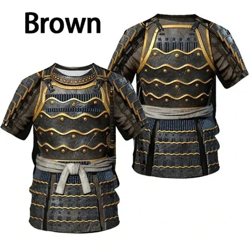 3D Stampato Fresco Samurai Armatura T Shirt Da Uomo Cosplay Medievale Vintage Grafica T-Shirt Casual Manica Corta O-Collo Magliette Street Top