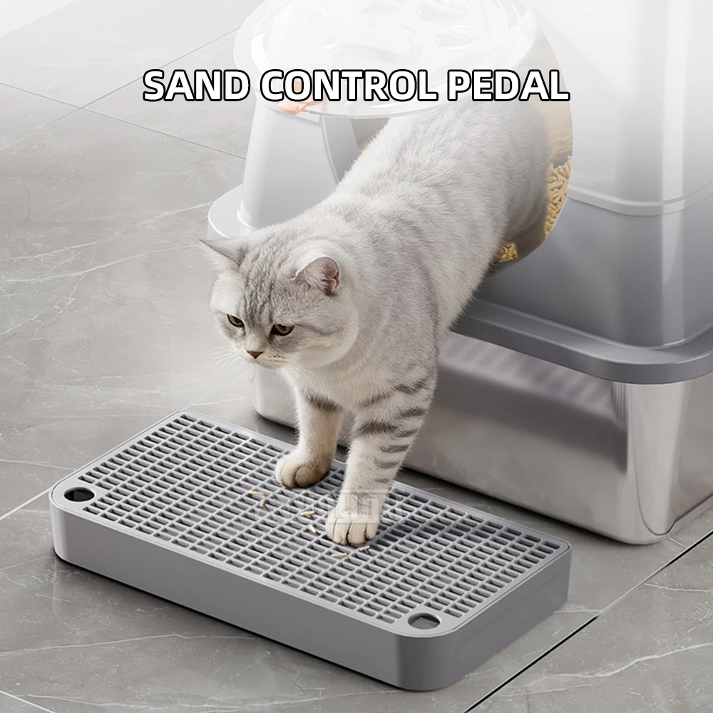 

Очень большой закрытый кошачий туалет из нержавеющей стали с верхним входом и откидной крышкой, складная конструкция