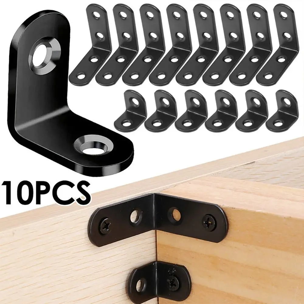 10Sets Cabinet Screens Wall Angle Bracket Iron Furniture Fastener Corner Brace Joint with Screws 90 Degree Right Angle