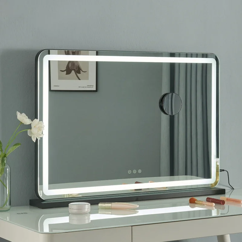 Mirrors for Bedroom Home Decor with Light 110-220V Rectangular Framed Mirror High Definition Silver Mirror 360 Degree Rotatable