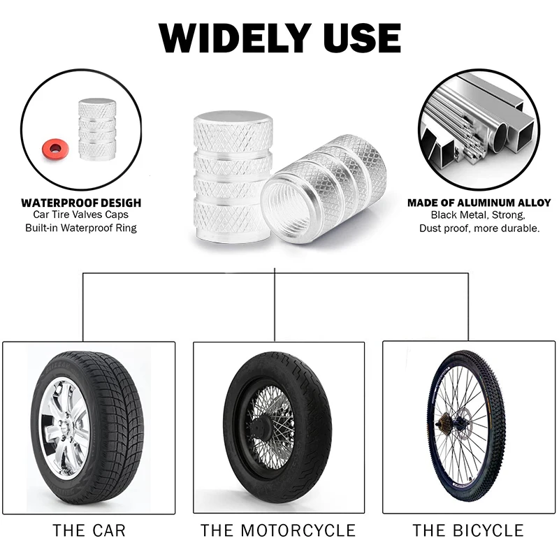 4pcs Universal Car Wheel Tire Valve Stem Caps Dust Covers Aluminum Tire Wheel Stem Air Valve Cap Car Accessories