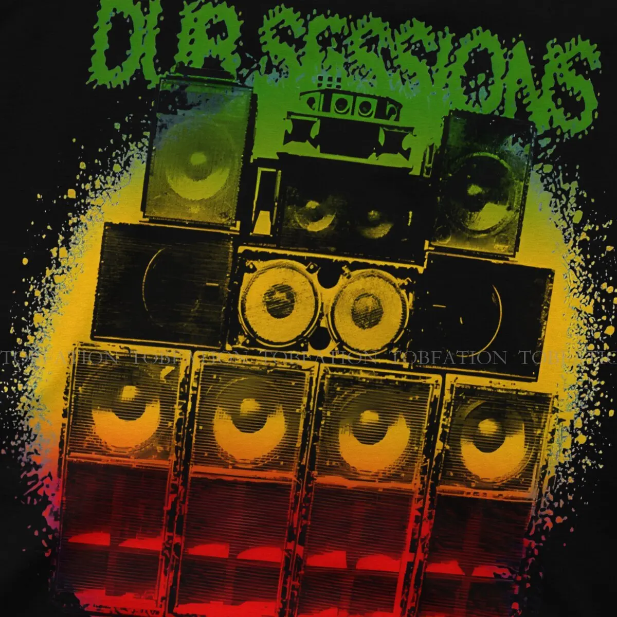 Dub Sessions Round Collar TShirt Reggae Music Pure Cotton Fabric Original T Shirt Man\'s Clothes Individuality Oversized