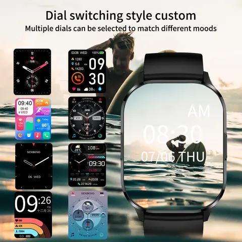 SENBONO AIR3 2024 Ny AMOLED Herr Smartklocka Bluetooth-samtal 24H Hälsospårare NFC Sport Smartklocka Herr Dam för iOS Android 10 best sales dk66 - №10