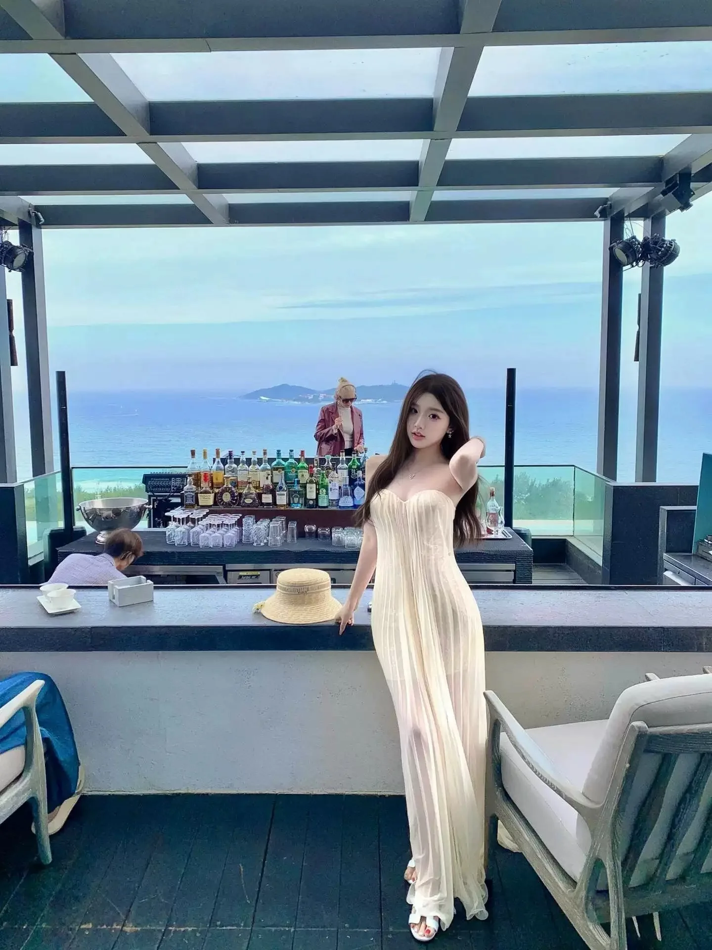 Vestido longo de luxo estilo coreano, elegante, plissado, 2 camadas, jantar, banquete, festa, feminino, verão, fita, vestido de balanço fluido