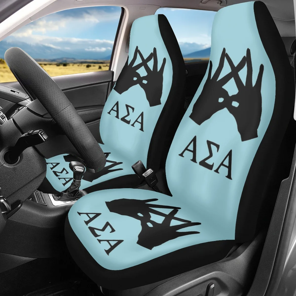 Alpha Sigma Alpha Car Front Seat Cover Washable Auto Cushion Cover Protect Universal for Women Men Easy Clean Car Accessories