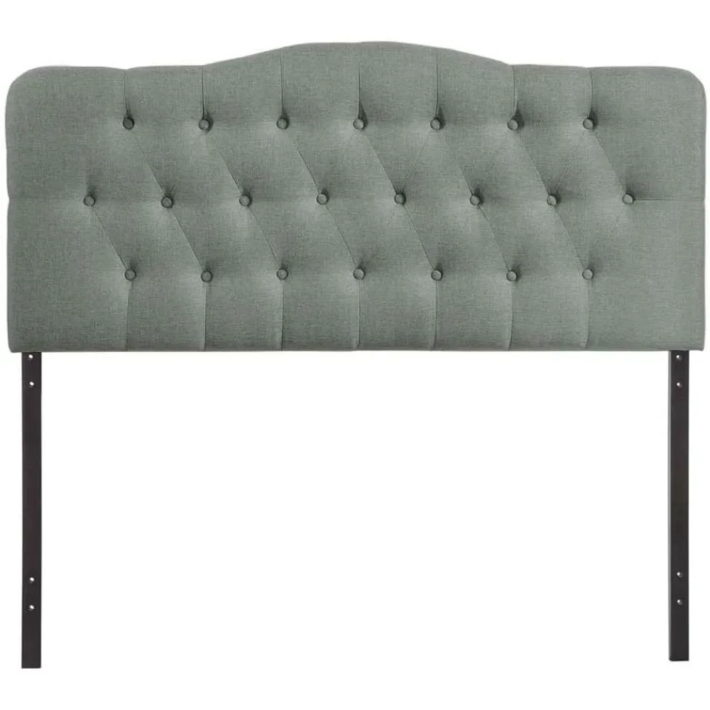 

Tufted Button Linen Fabric Upholstered King Headboard in Gray Bed Headboards Bedroom Furniture Heads Home