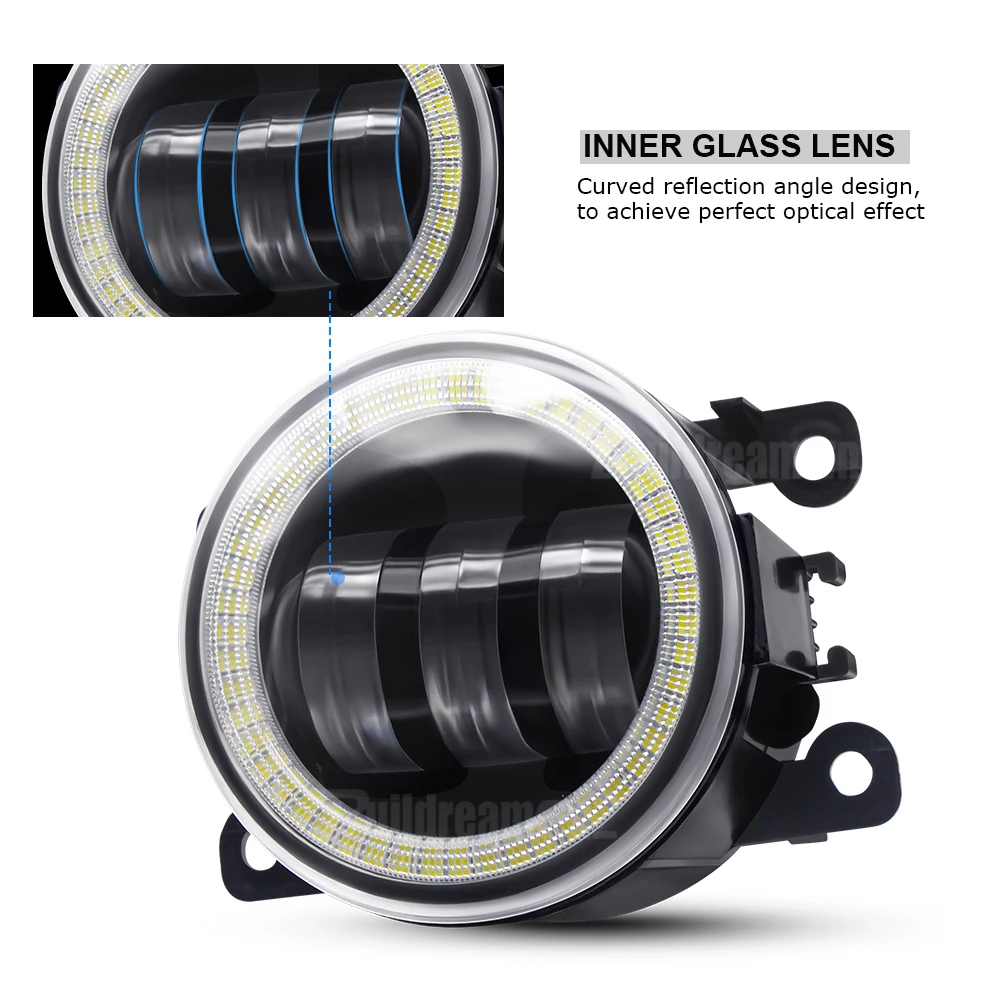 2 X Car Front Bumper Fog Light Assembly For Fiat Ducato 250-290 2014-2020 30W LED Lens Angel Eye Fog Daytime Running Lamp 12V
