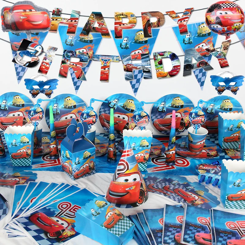 

Disney McQueen Lightning Cars Birthday Party Decorations Balloons Cake Topper Tableware Baby Shower Kids Birthday Party Supplies