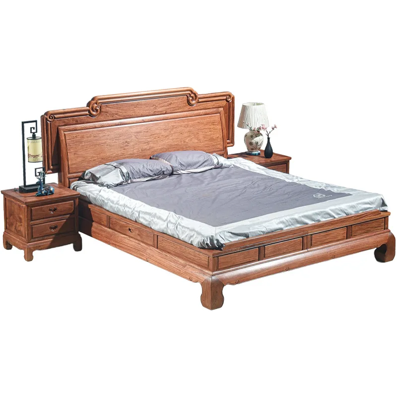 Huali big bed high-end all-solid wood big fruit red sandalwood classical new Chinese wedding double in Ming and Qing Dynasties
