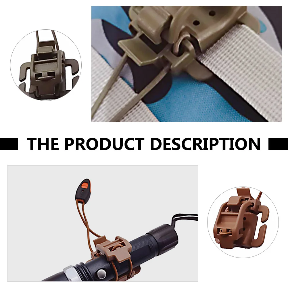 

3Pcs Durable Backpack Straps Clip Easy Operate Flipping Buckle Whistle Flashlight Walking Stick Handle Storage