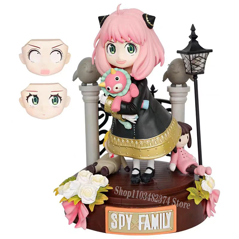 

19cm Anime Spy×family Manga Dolls Cute Anya Forger Action Figures Replacement Face Toys Model PVC Collection Desktop Decor Toys